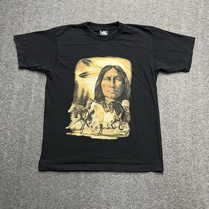 Rock Dreams Native American Horses Shirt Men's Large Black 100% Cotton